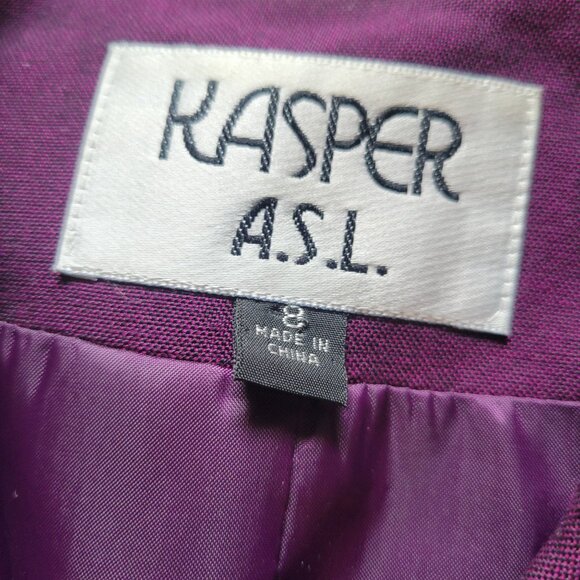 Kasper A.S.L. Womens Purple Blazer Jacket Size 8 Rayon/Polyester - Picture 4 of 9